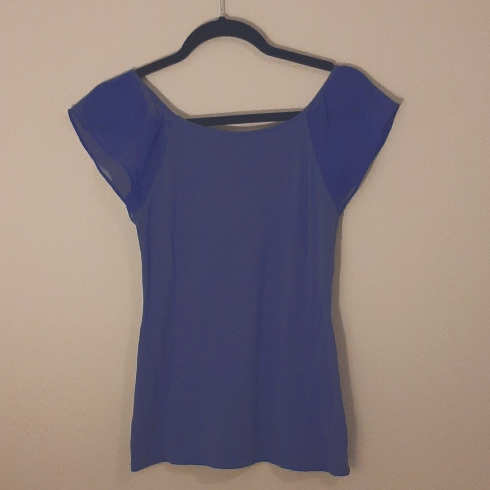 Blue flounce sleeve top